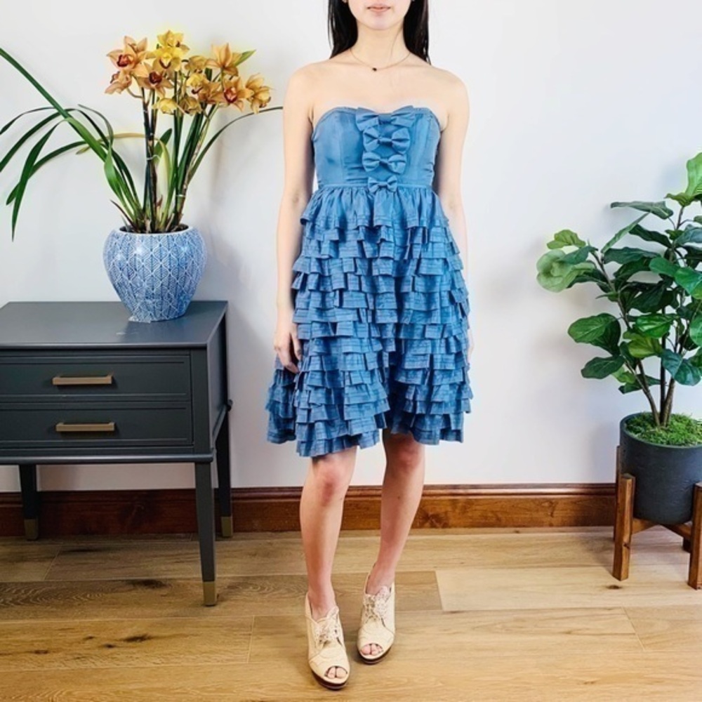 Betsy Johnson silk ruffle bows dress - Picture 1 of 11